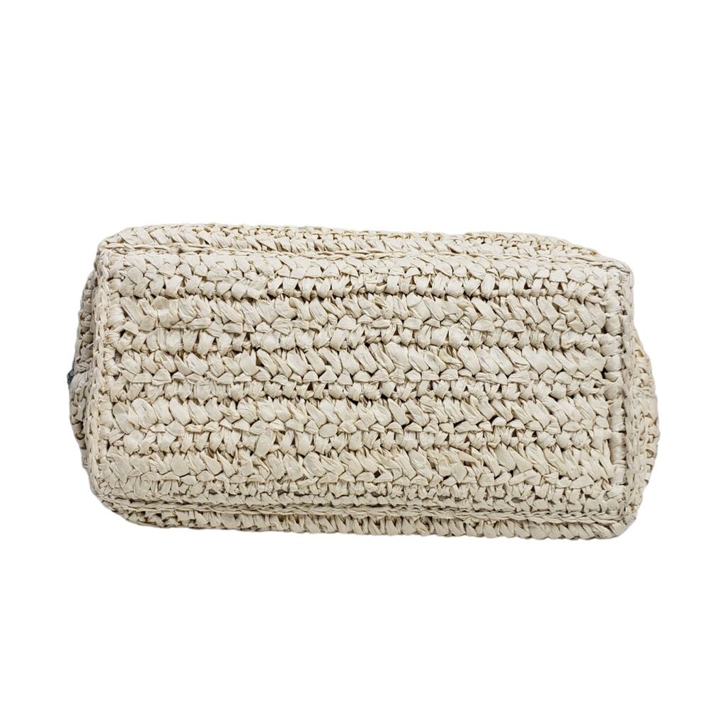LUCKY BRAND Azon Leather/Raffia Crossbody Bag Green Tan NEW - Picture 8 of 10